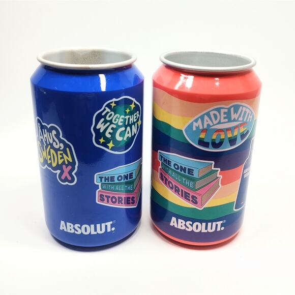 Absolut Metal Tumblers Double Walled Drink Cans Set of 2 Reusable Pride Edition - Picture 4 of 5